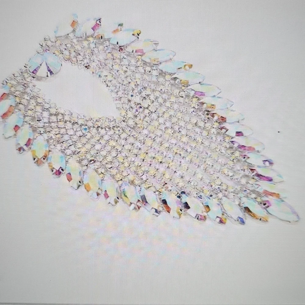NWT Princess Rhinestone Ribbon Tassle Chain 8.5 x 13 cm Glam Bling Jewelry - Picture 10 of 10